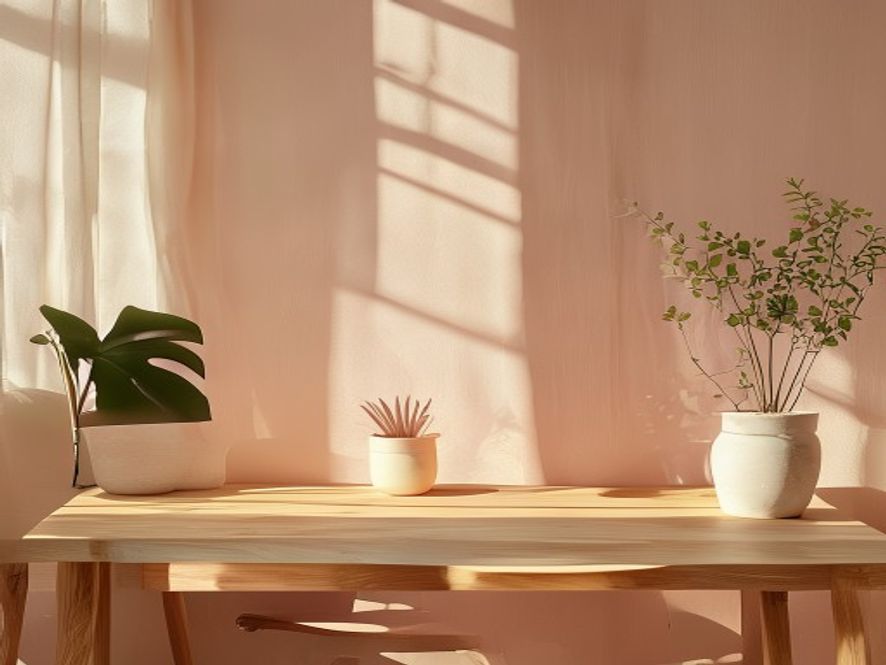 Sunlit office space with plants and natural light representing a wellness-focused workspace philosophy